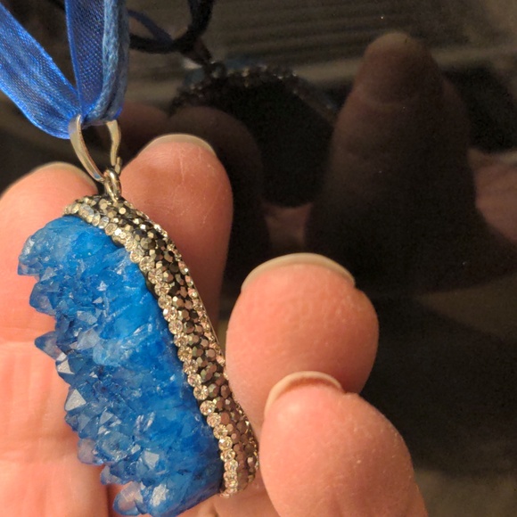 A473 Four Blue/Aqua Necklaces with Coordinating Pierced Earrings - Picture 4 of 12